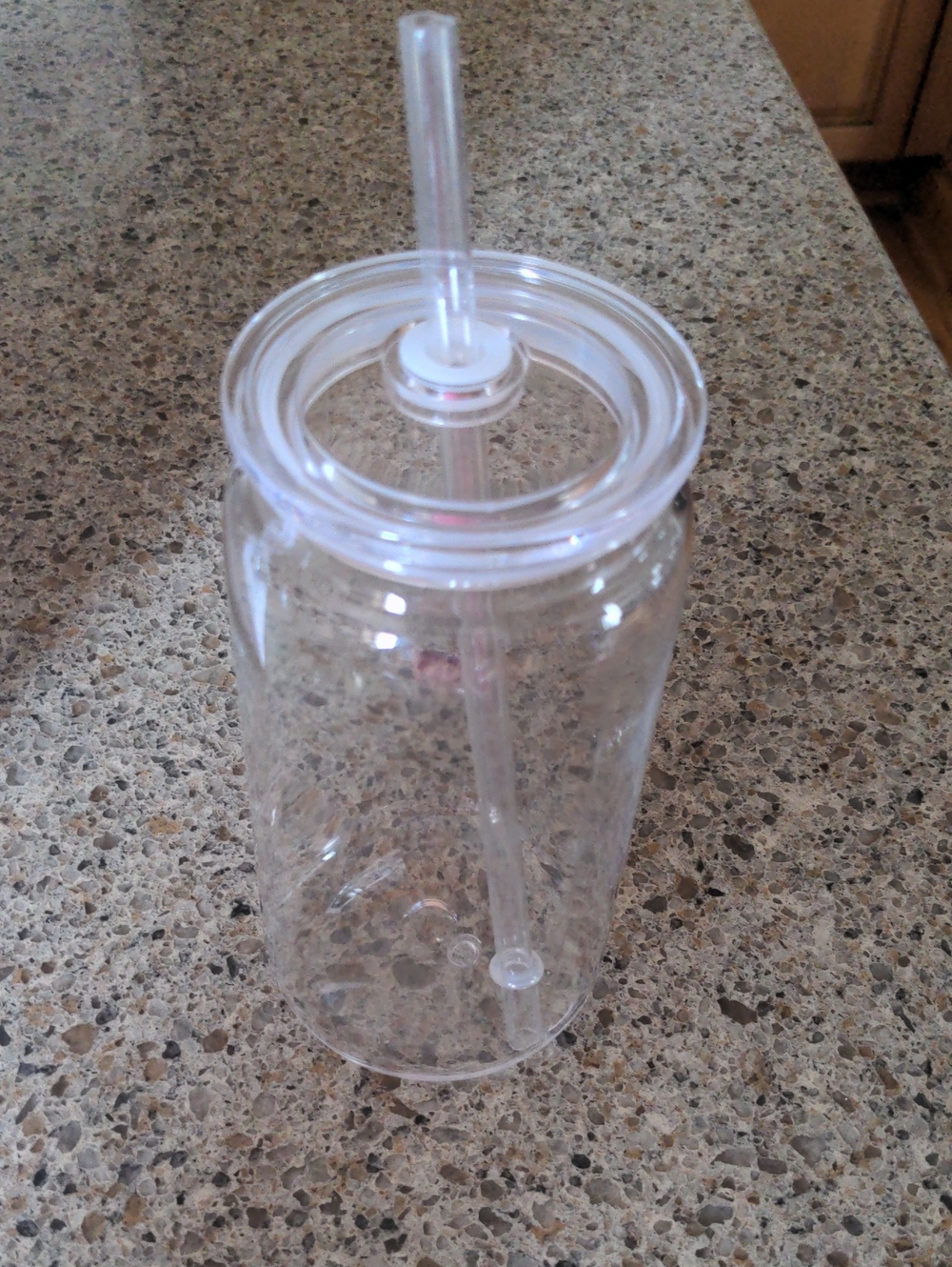 Clear Plastic Double-Wall Tumbler with Straw - Clear (Quantity 4)
